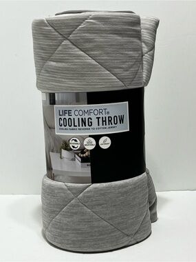 Life Comfort Cooling Throw 60 in * 70 in, Reversible, Printed, Decorative, Gray